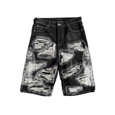 Ripped denim shorts
